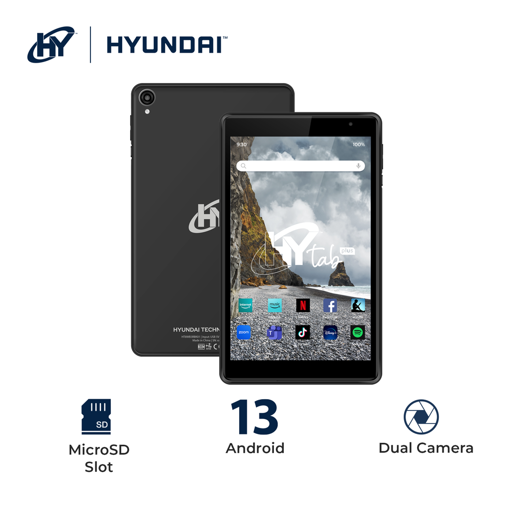 HYTab Plus 8”, Octacore A523, HD IPS 1280x800 G+G, 4GB/64GB, 8MP/13MP, Android 13, AX WiFi, 4000 mAh, Rubber Oil Plastic – Black