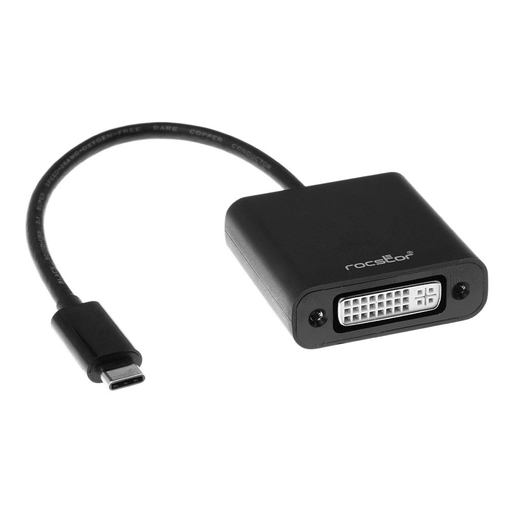 Adaptador Rocstor USB-C Macho - DVI-I Hembra - Negro