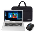 Combo Laptop Hyundai HYbook, 14.1", Intel Celeron N3060, 4GB RAM, 64GB, WiFi - Plata + Mouse + Maletín
