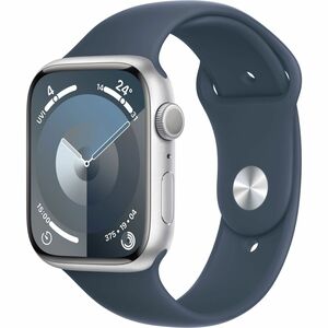 Apple Watch S9 41mm Silver Aluminum Case with Storm Blue Sport Band with Blood Oxygen - M/L - Silver Model