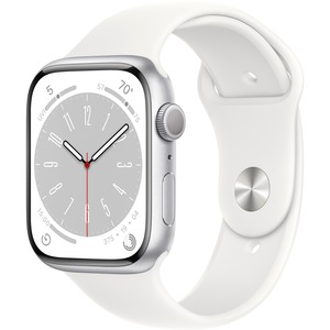 Apple Watch Series 8 (GPS) 45mm WHITE Aluminum Case with WHITE Sport Band M/L