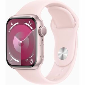 Apple Watch Series 9 (GPS) 41mm PINK Aluminum Case with LIGHT PINK Sport Band S/M