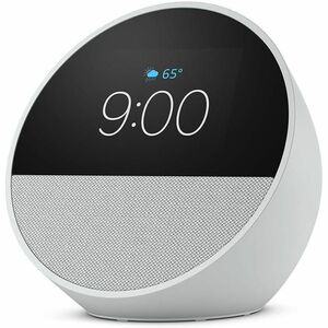 Amazon Echo Spot (2024 release), Smart alarm clock with vibrant sound and Alexa - Glacier White