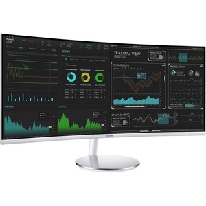 Open Box Samsung C34J791WTN 34" Double Full HD (DFHD) Curved Screen LCD Monitor - 21:9 - Silver, White