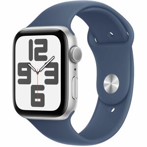 Apple Watch SE 2nd Gen GPS 44mm Smartwatch with Silver Aluminium Case with Denim Sport Band M/L