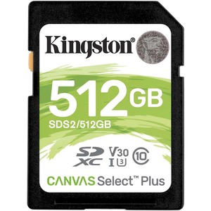 Kingston Canvas Select Plus 512 GB Clase 10/UHS-I (U3) SDXC - 1 paquete