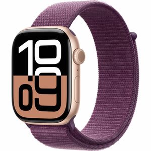 Apple Watch Series 10 46mm GPS Rose Gold Aluminium Case with Plum Sport Loop