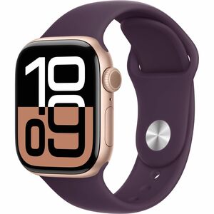 Apple Watch Series 10 42mm GPS Rose Gold Aluminium Case with Plum Sport Loop