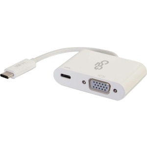 C2G USB C to VGA Video Adapter w/ Power Delivery - USB Type C to VGA White