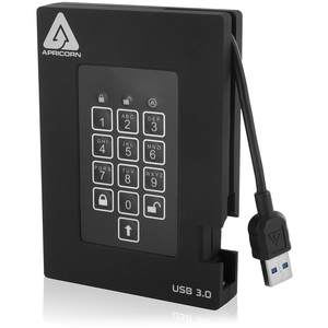 Apricorn Aegis Padlock A25-3PL256-500F 500 GB Portable Rugged Hard Drive - 2.5" External - Black
