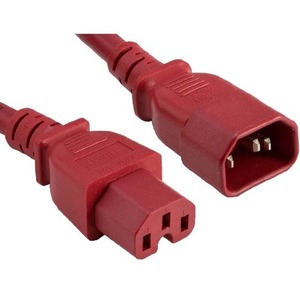 ENET C14 to C15 6ft Red Power Extension Cord 14 AWG 15A NEMA IEC-320 C14 to NEMA IEC-320 C15 Red 6'