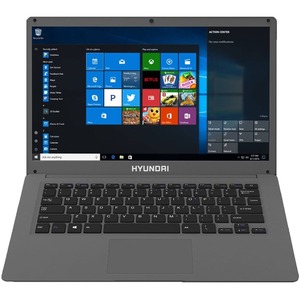 Hyundai HyBook, portátil Celeron de 14,1", 4 GB de RAM, 64 GB de almacenamiento, cámara web frontal, ranura M.2 SSD ampliable, Windows 10 Home, WiFi, gris