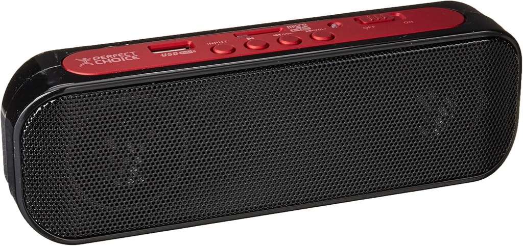 Bocina Portátil Recargable PC-111931-1, Alámbrico, 3W RMS, USB 2.0, Negro/Rojo Perfect Choice