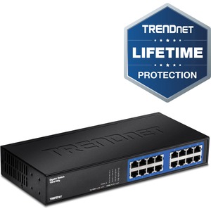 Conmutador Ethernet TRENDnet  TEG-S16DG 16 - Gigabit Ethernet - 10/100/1000Base-T - Nuevo - Conforme con normas TAA