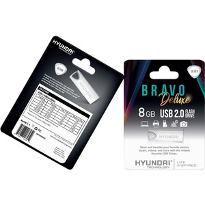 Hyundai Bravo Deluxe Keychain USB 2.0 Flash Drive 8GB Metal Silver