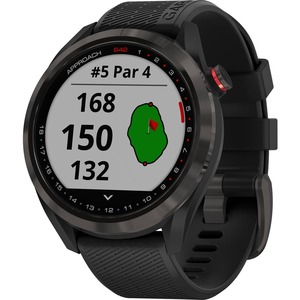 Garmin Approach S42, GPS Golf Smartwatch, Lightweight with 1.2" Touchscreen, 42k+ Preloaded Courses, Gunmetal Ceramic Bezel and Black Silicone Band