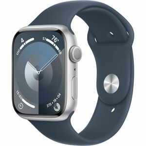 Apple Watch Series 9 45mm Silver Aluminum Case with Storm Blue Sport Band - M/L