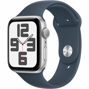 Apple Watch SE (2nd Gen) 44mm Silver Aluminum Case w/Storm Blue Sport Band (2023) M/L